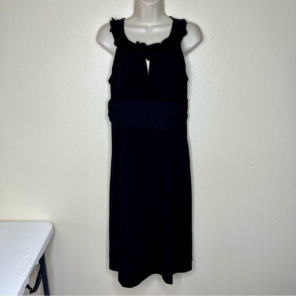 Sangria Black Halter Dress Fabric Flower Keyhole Neckline Empire Waist Women 14 - Picture 2 of 14